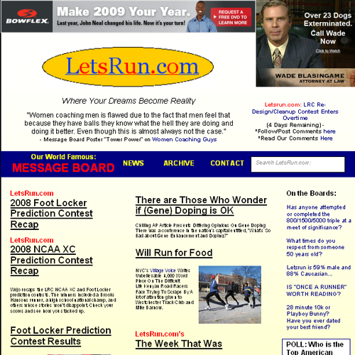 LetsRun.com Homepage Re-Design/Cleanup Diseño de txrunnergirl