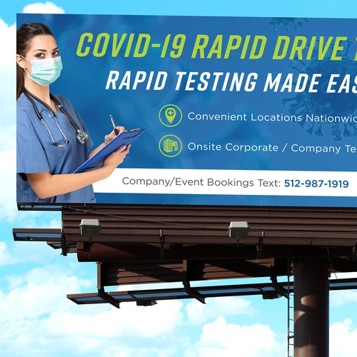 Billboard - Pharmacy offering nationwide drive up COVID-19 Rapid Testing Sites Design by CODE: 000