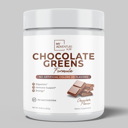 Chocolate Greens Superfood label design Design by Bee Man