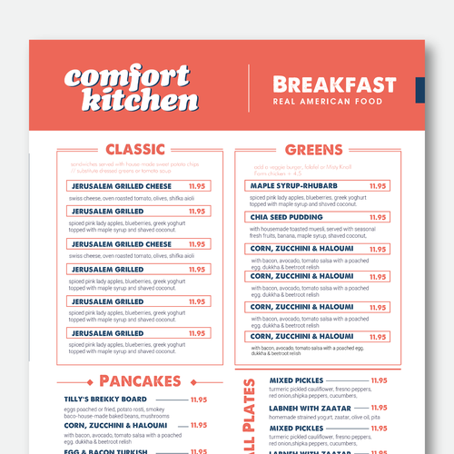 Design a cool new menu for a breakfast & lunch spot in Upstate NY Design by ✒️ Maii.sh