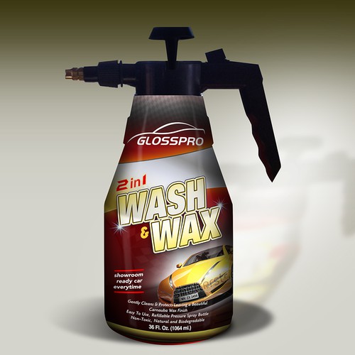 Glosspro "2 in 1 Car Wash and Wax" (Waterless Carwash)  Label Design by Aysel