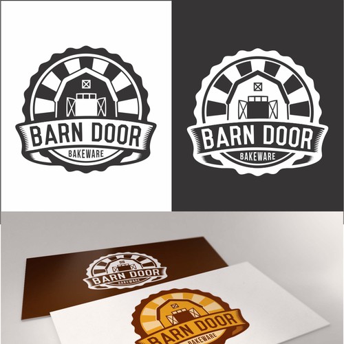 Create a "cool rustic" styled logo of a Barn Door for Barn Door Bakeware Logo Design by kukuhaldy