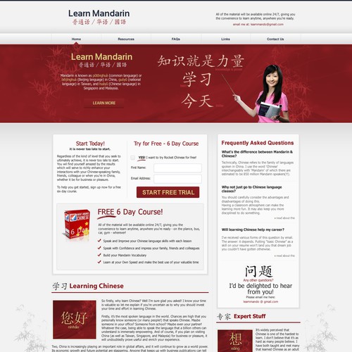 Create the next website design for Learn Mandarin Diseño de john eric