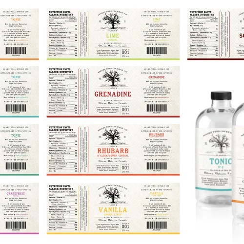 Create a custom group of labels for cocktail mixes! Design by 20139gph