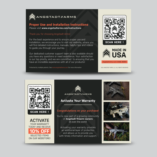 Warranty activation flyer for gun company (postcard) Design by krung