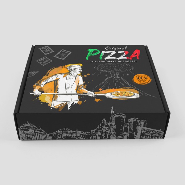 Design realizzato da MahatoSoma intitolato "Design a pizza carton for selling high quality incredients for baking a original italian pizza"