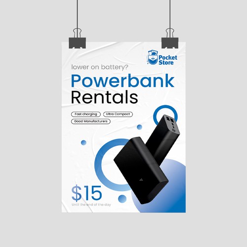 Power Bank rental poster design Design by Mrs Design ♥