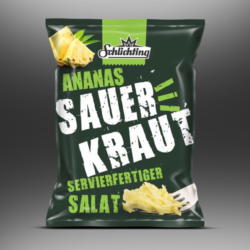 Stayin alife - Refresh an old fashion package for Salad with Sauerkraut, Pineapple and Apple-ontwerp door neoflexdesign