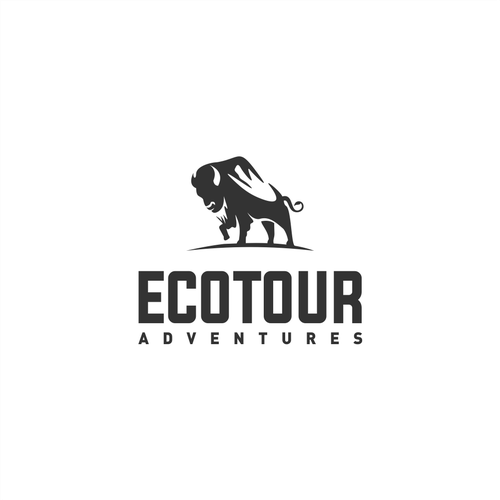 Creative Eco Tour logo integrating mountain  & bison Design by Unintended93