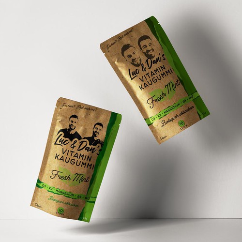 First creative packaging for a natural vitamin chewing gum Design by SethDesigns.co