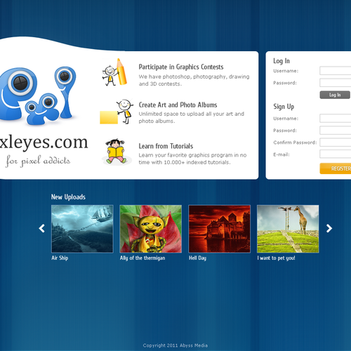 website design for Pxleyes Réalisé par Avava