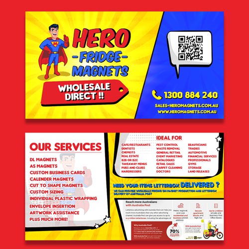 Design di Hero Fridge Magnets Call to action Super DL flyer 240mm x 130mm di Madrasi_Designer