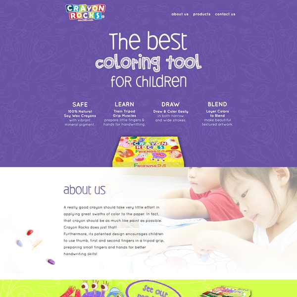 Create a fun, modern, and stand out Website design for Children crayonbrand