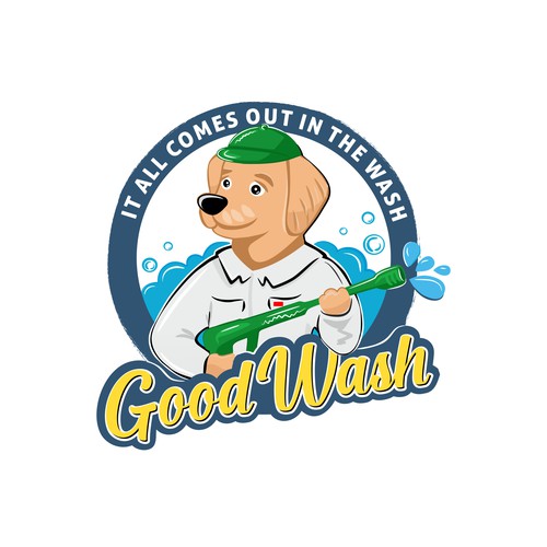 Pressure Washing Company Logo with Dog Incorporated Design by Tanya.