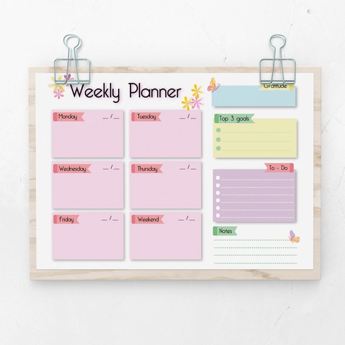 Design a weekly planner template with graphical elements. Design von K.N.B.N Designs