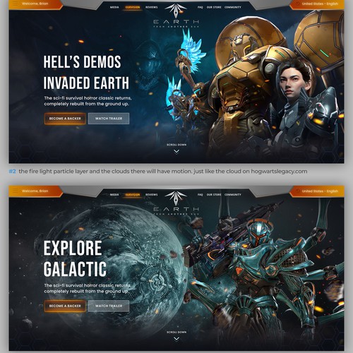 Design a cool website for a high-quality realistic Sci-Fi FPS game for PC/Consoles Design by posspoint