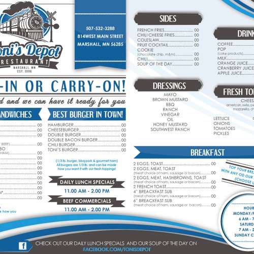 Sub & Burger Restaurant needs NEW DESIGN take out menu! Design by esse.