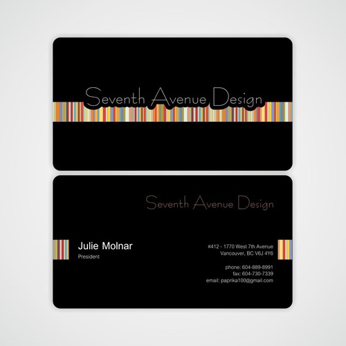 Quick & Easy Business Card For Seventh Avenue Design デザイン by Ayra