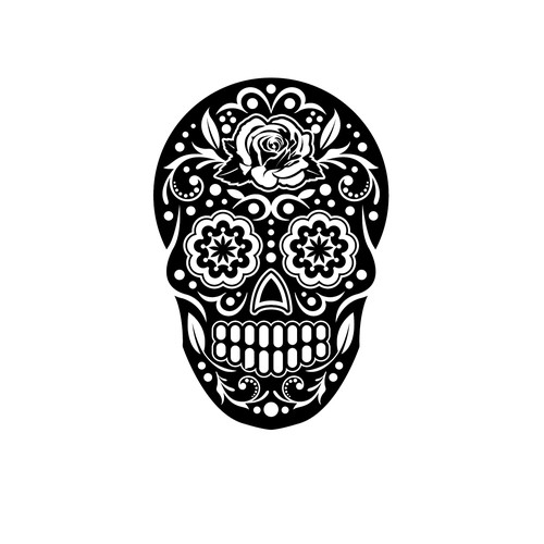 Design a rad Day of the Dead skull to be engraved on metal wallets Design by gcsgcs