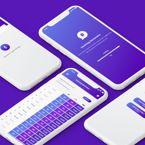 Design a beautiful, professional UI for a Hashtag Generator app Design by nmhb
