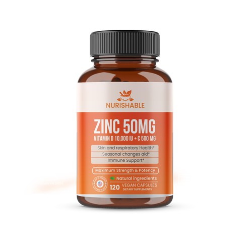 We need a "beautiful bottle label" for Zinc and Vitamin D3 supplement - Redesign Design by Designlifelk
