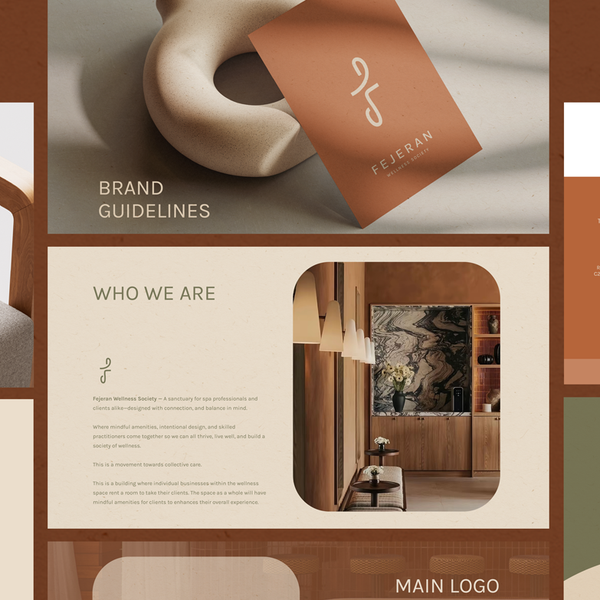 Design by Bojana. titled "   Fejeran Wellness Society - A High-End Artistic Brand Identity"