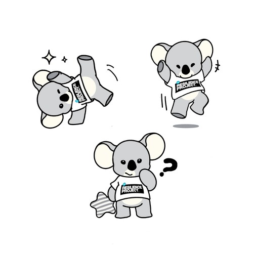 Koala mascot illustrations, suitable for 3-5 year olds. Design by Quackle.bit