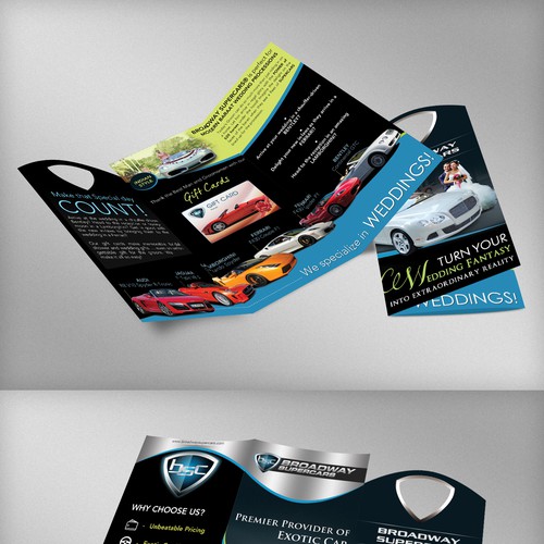 Cutting Edge Leaflet to promote Exotic Cars for Weddings Design por AMPLE-UI/UX/Web
