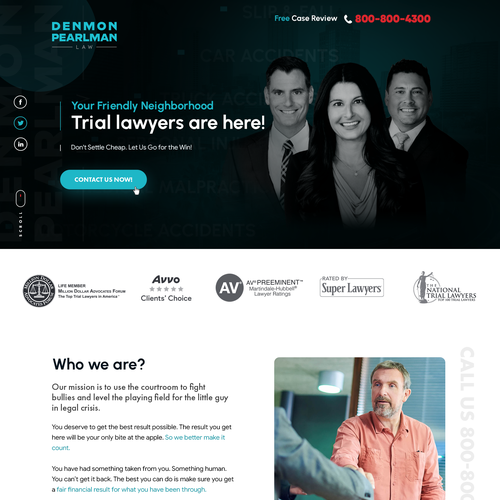 We need a modern and sleek updated web design for our personal injury law firm Design by Bulls EYE