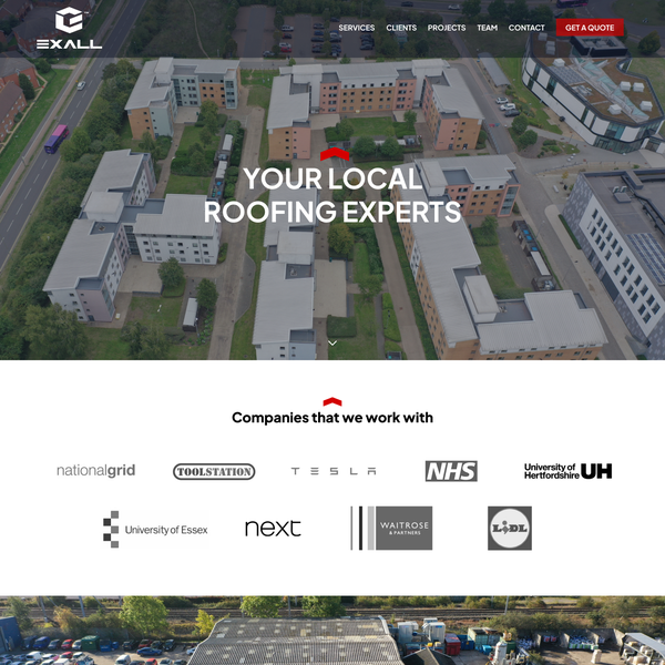 Design by ThyDesigns titled "Homepage design for commercial roofing company"