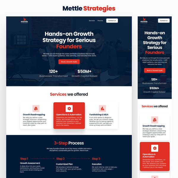 Mettle Strategies landing page design