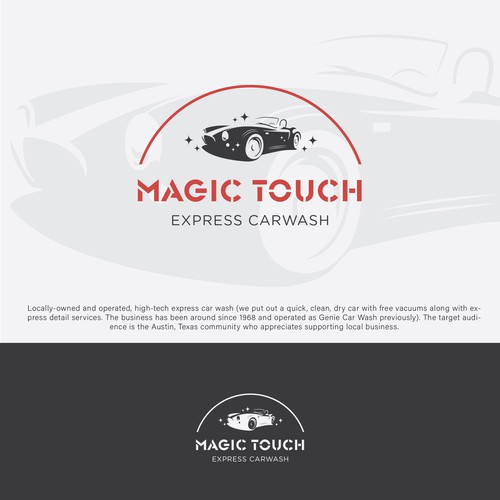 Vintage car wash logo reinvented with express technologies for faster, cleaner, dryer cars. Design réalisé par Bimasaji