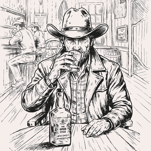 "Whiskey Lifestyle Brand - The Illustration that launches the business!" winning Product label