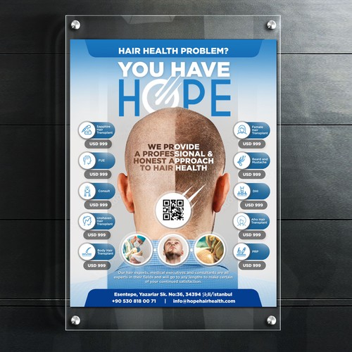 Hair transplant poster - eye catching and business orientated Réalisé par pafofo99