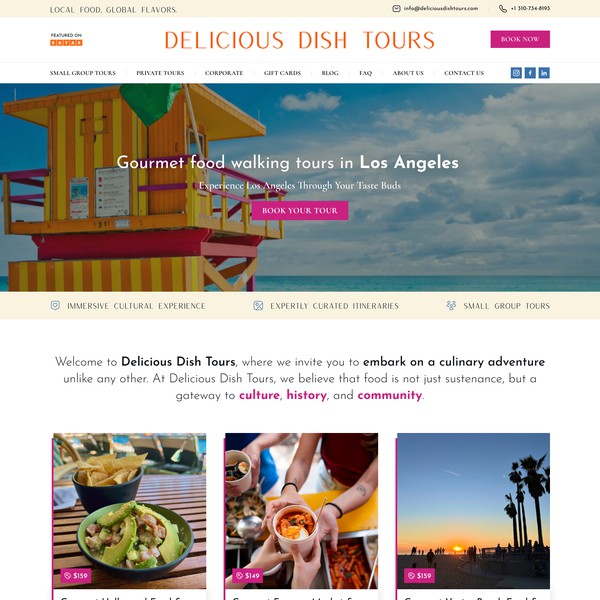 Elegant and Fun Website for Premium Food Tour Company