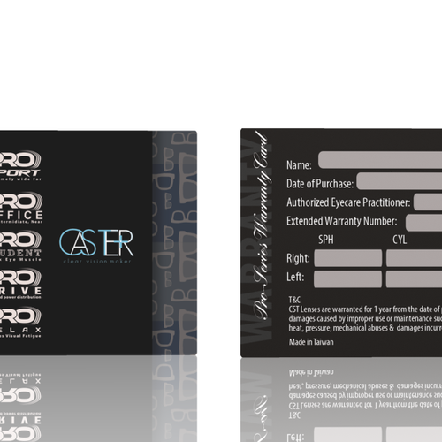 Warranty card that customers will keep! for optical lens, Business
