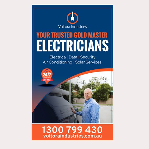 Voltora Industries Back Wall Banner Design by Sketch Media™