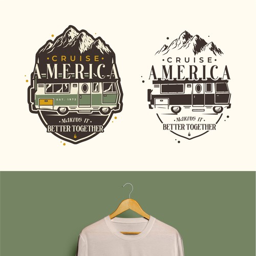 New T-Shirt Outdoor Emblem/logo and sticker/patch for hats and all for Cruise America Design by Bruno Krüger