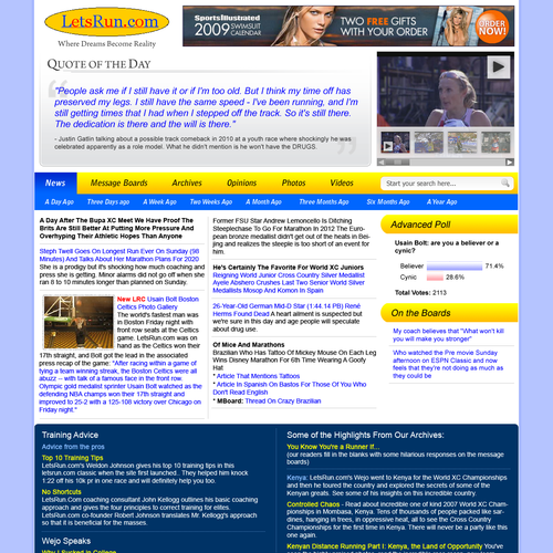LetsRun.com Homepage Re-Design/Cleanup Diseño de GHOwner