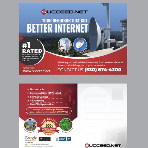 6x9 postcard advertisement for Fixed Wireless ISP Design by 99kreative