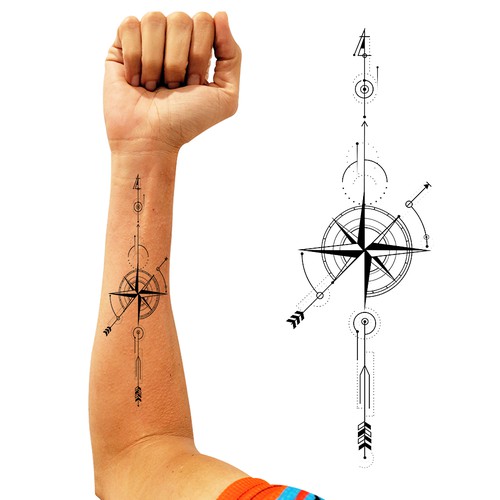 Design geometric arrow compass Tattoo Ontwerp door elimma