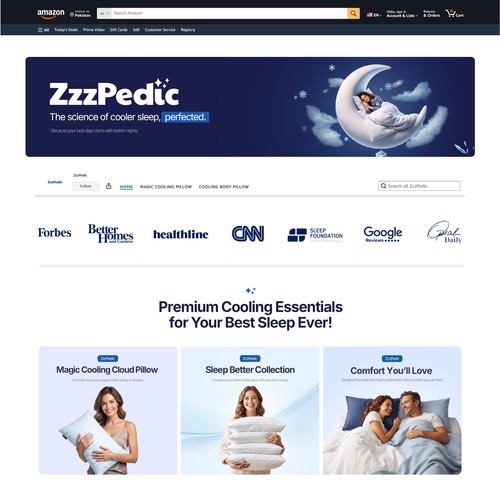 "Amazon Storefront Design for Bedding Brand "ZzzPedic"" winning Logo & brand identity pack