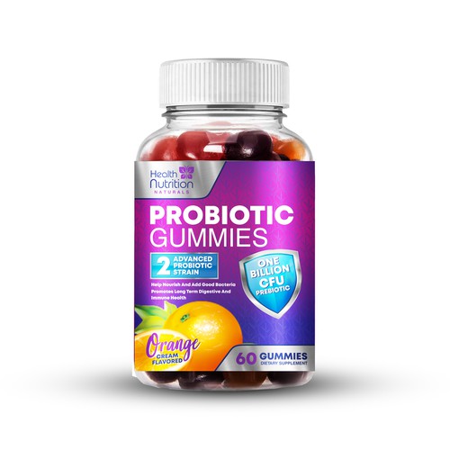 Healthy Probiotic Gummies Label needed for Health Nutrition Design réalisé par By.You