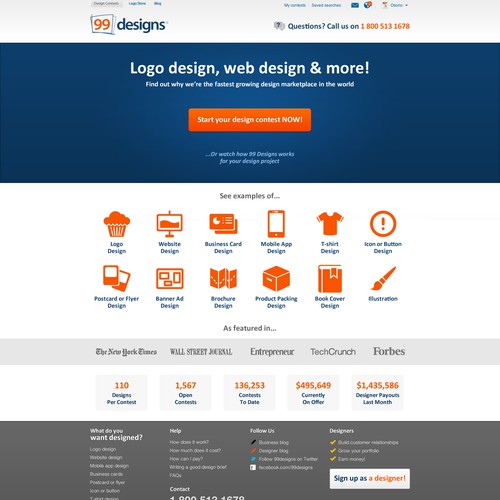 99designs Homepage Redesign Contest Design by perrrfect