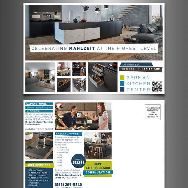 Design by pu_FM titled "Mailer Postcard German Kitchen Center"