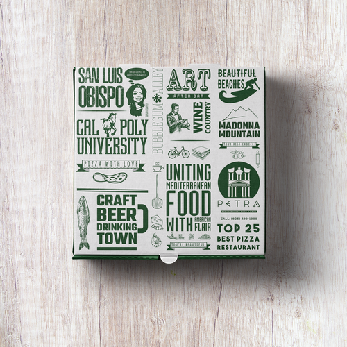 Pizza Box Design for award winning restaurant USA TODAY 'TOP 25 IN USA' Design by O_Nika Design!