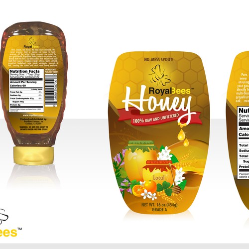 Honey Label Front Back For Royal Bees Company Inc Print Or Packaging Design Contest 99designs