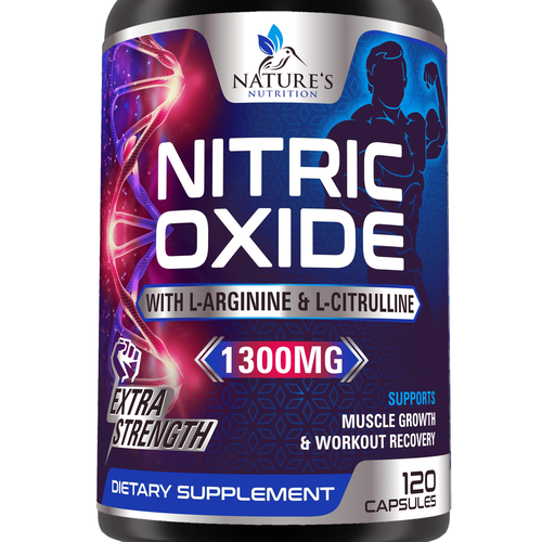 Nitric Oxide label design needed for Nature's Nutrition Diseño de Aalamvision