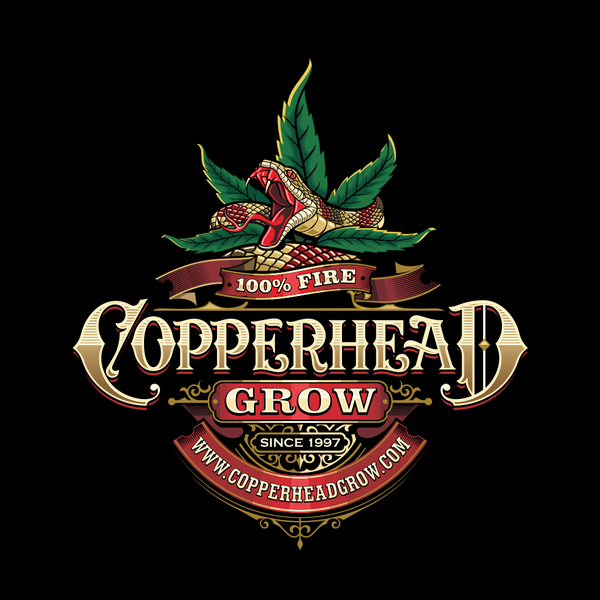 Illustative logo/label design for Copperhead Grow