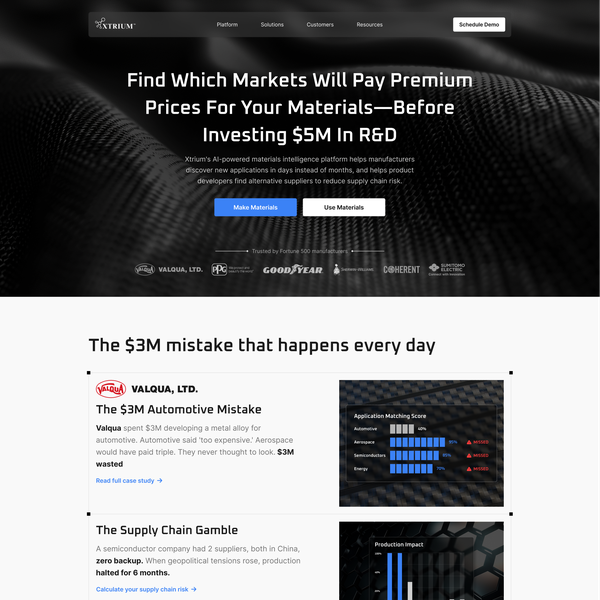 Enterprise B2B Website Redesign for Industrial AI Platform Materials Science/Manufacturing Audience